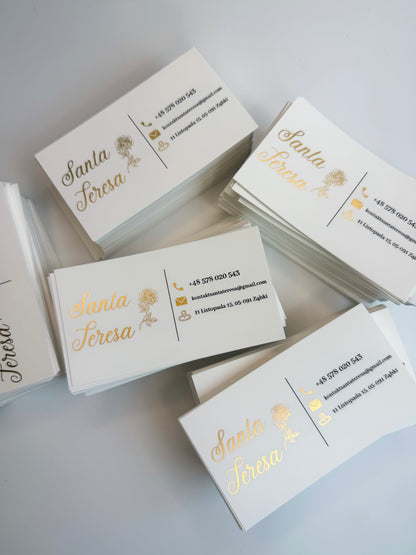 Business cards with metallic print (Gold or Silver)